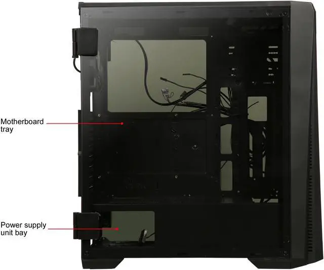 Alt view image 13 of 20 - DIYPC Trio-GT-RGB Black Dual USB3.0 Steel/ Tempered Glass ATX Mid Tower Gaming Computer Case w/Tempered Glass Panel (Front and Both Sides w/Swing Door Design) and Pre-Installed 4 x RGB LED Fans