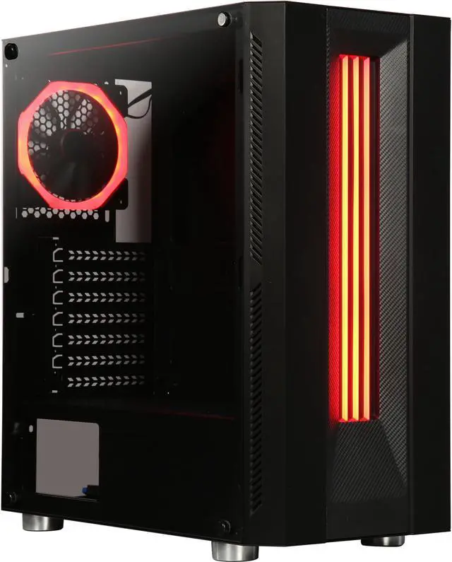 Main image of DIYPC DIY-Model S-RGB Black Dual USB3.0 Steel/ Tempered Glass ATX Mid Tower Gaming Computer Case w/Tempered Glass Panel and Aura Sync RGB LED Strip and Addressable Rainbow RGB LED  Fan (Pre-Installed)