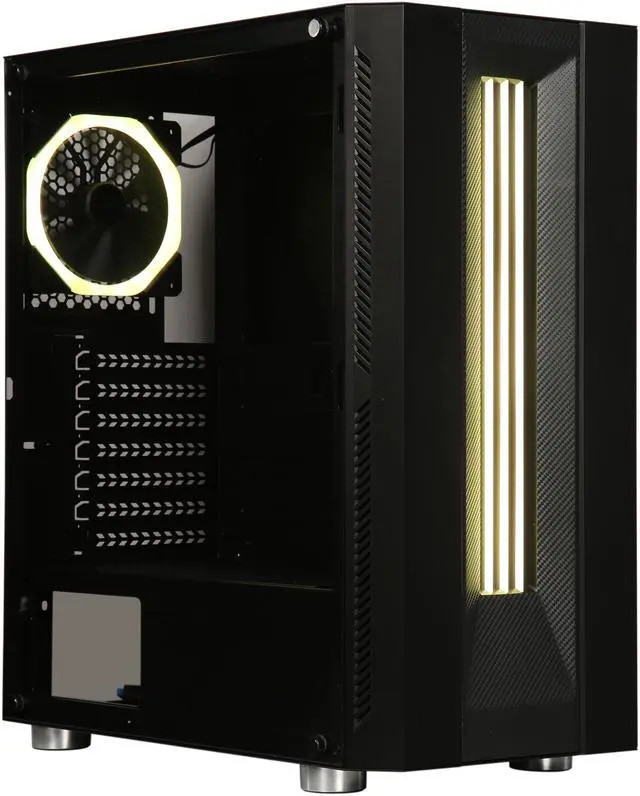 Alt view image 5 of 17 - DIYPC DIY-Model S-RGB Black Dual USB3.0 Steel/ Tempered Glass ATX Mid Tower Gaming Computer Case w/Tempered Glass Panel and Aura Sync RGB LED Strip and Addressable Rainbow RGB LED  Fan (Pre-Installed)