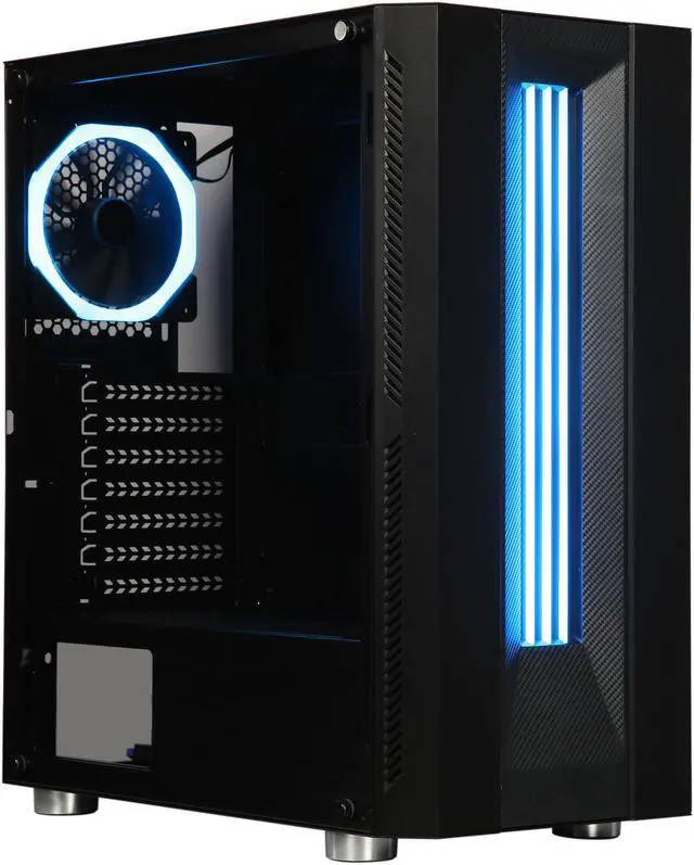 Alt view image 6 of 17 - DIYPC DIY-Model S-RGB Black Dual USB3.0 Steel/ Tempered Glass ATX Mid Tower Gaming Computer Case w/Tempered Glass Panel and Aura Sync RGB LED Strip and Addressable Rainbow RGB LED  Fan (Pre-Installed)
