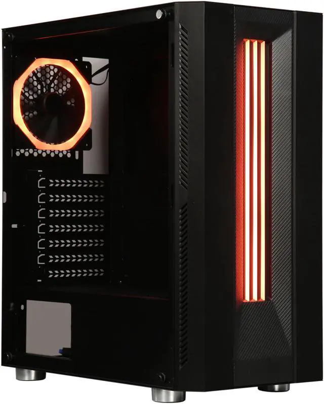 Alt view image 8 of 17 - DIYPC DIY-Model S-RGB Black Dual USB3.0 Steel/ Tempered Glass ATX Mid Tower Gaming Computer Case w/Tempered Glass Panel and Aura Sync RGB LED Strip and Addressable Rainbow RGB LED  Fan (Pre-Installed)
