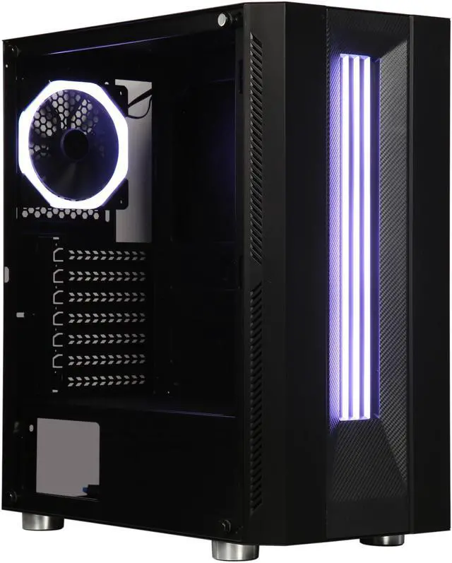 Alt view image 9 of 17 - DIYPC DIY-Model S-RGB Black Dual USB3.0 Steel/ Tempered Glass ATX Mid Tower Gaming Computer Case w/Tempered Glass Panel and Aura Sync RGB LED Strip and Addressable Rainbow RGB LED  Fan (Pre-Installed)