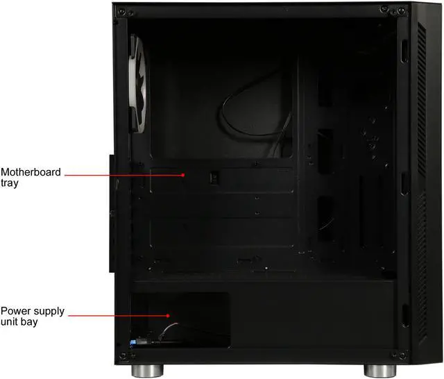 Alt view image 15 of 17 - DIYPC DIY-Model S-RGB Black Dual USB3.0 Steel/ Tempered Glass ATX Mid Tower Gaming Computer Case w/Tempered Glass Panel and Aura Sync RGB LED Strip and Addressable Rainbow RGB LED  Fan (Pre-Installed)