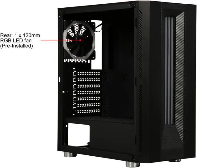 Alt view image 16 of 17 - DIYPC DIY-Model S-RGB Black Dual USB3.0 Steel/ Tempered Glass ATX Mid Tower Gaming Computer Case w/Tempered Glass Panel and Aura Sync RGB LED Strip and Addressable Rainbow RGB LED  Fan (Pre-Installed)