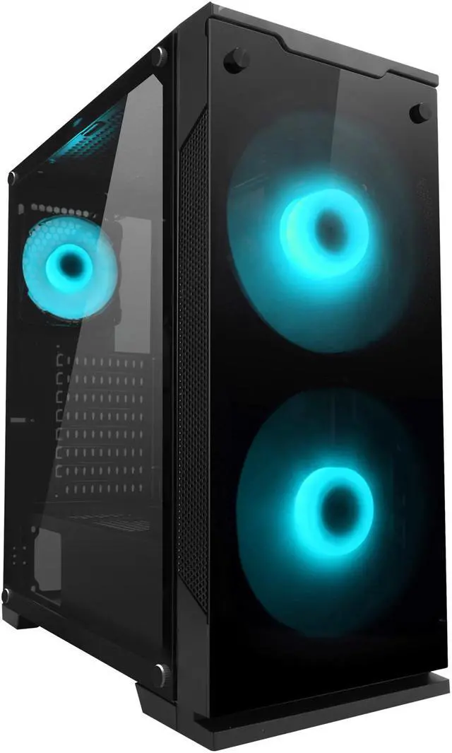 Alt view image 4 of 18 - DIYPC DIY-Model C-RGB Black Dual USB3.0 Steel/ Tempered Glass ATX Mid Tower Gaming Computer Case w/ 3xTempered Glass Panel and Aura Sync RGB LED Fans ( 2 x 200mm Fans x Front and 1 x 120mm x Rear Pre-Installed)