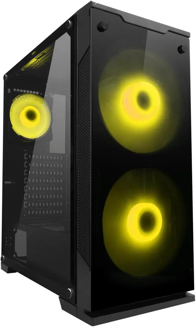 Alt view image 5 of 18 - DIYPC DIY-Model C-RGB Black Dual USB3.0 Steel/ Tempered Glass ATX Mid Tower Gaming Computer Case w/ 3xTempered Glass Panel and Aura Sync RGB LED Fans ( 2 x 200mm Fans x Front and 1 x 120mm x Rear Pre-Installed)