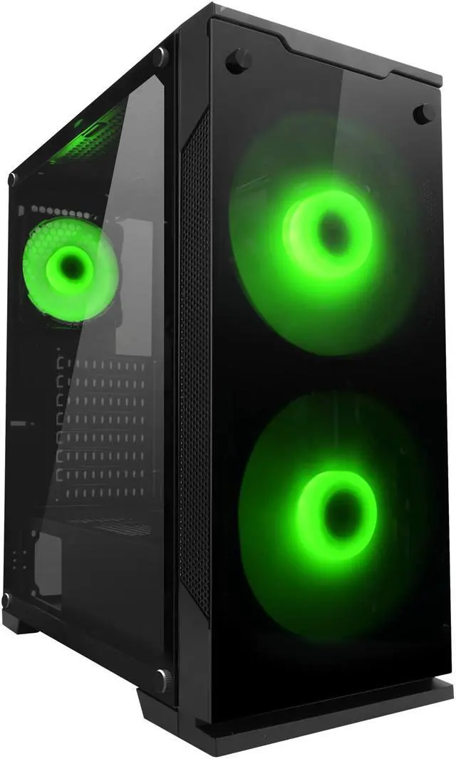 Alt view image 6 of 18 - DIYPC DIY-Model C-RGB Black Dual USB3.0 Steel/ Tempered Glass ATX Mid Tower Gaming Computer Case w/ 3xTempered Glass Panel and Aura Sync RGB LED Fans ( 2 x 200mm Fans x Front and 1 x 120mm x Rear Pre-Installed)