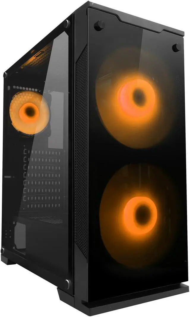 Alt view image 7 of 18 - DIYPC DIY-Model C-RGB Black Dual USB3.0 Steel/ Tempered Glass ATX Mid Tower Gaming Computer Case w/ 3xTempered Glass Panel and Aura Sync RGB LED Fans ( 2 x 200mm Fans x Front and 1 x 120mm x Rear Pre-Installed)