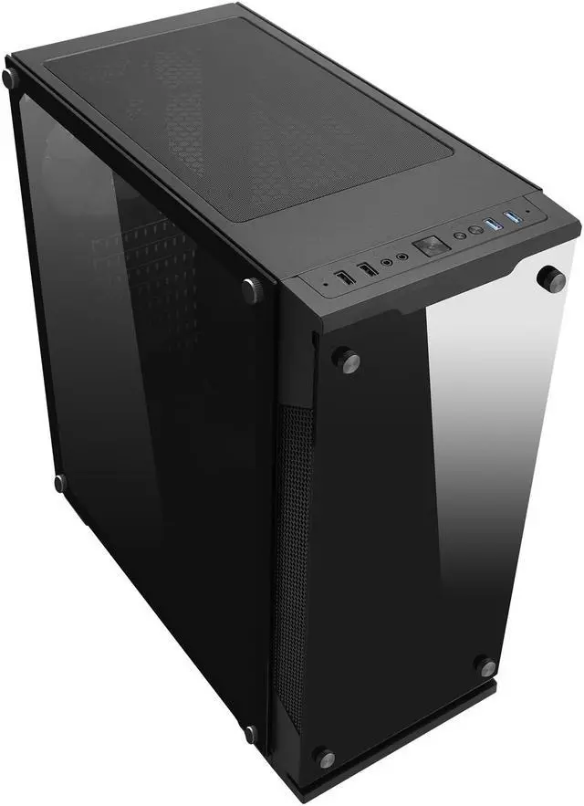 Alt view image 8 of 18 - DIYPC DIY-Model C-RGB Black Dual USB3.0 Steel/ Tempered Glass ATX Mid Tower Gaming Computer Case w/ 3xTempered Glass Panel and Aura Sync RGB LED Fans ( 2 x 200mm Fans x Front and 1 x 120mm x Rear Pre-Installed)