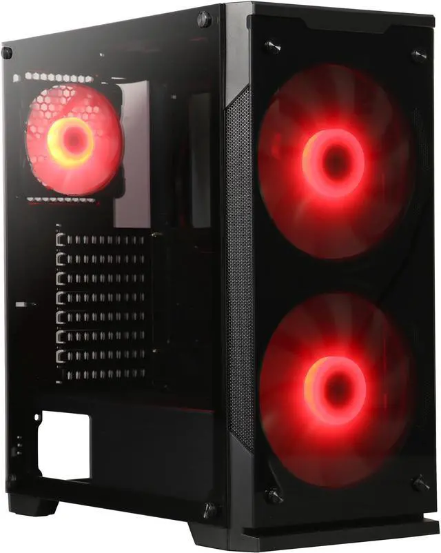Alt view image 9 of 18 - DIYPC DIY-Model C-RGB Black Dual USB3.0 Steel/ Tempered Glass ATX Mid Tower Gaming Computer Case w/ 3xTempered Glass Panel and Aura Sync RGB LED Fans ( 2 x 200mm Fans x Front and 1 x 120mm x Rear Pre-Installed)