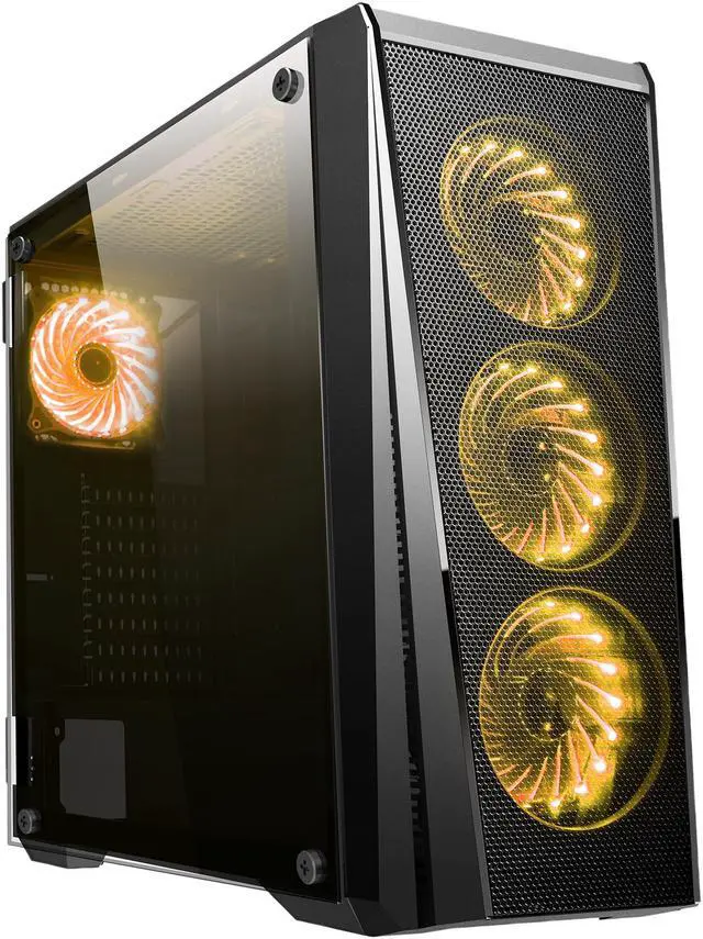 Alt view image 6 of 15 - DIYPC DIY-VX-RGB Black Dual USB3.0 Steel/ Tempered Glass ATX Mid Tower Gaming Computer Case w/Tempered Glass Panel and Pre-Installed 4 x RGB 18LED Fan (7 Different Color in 3 Mode Control)