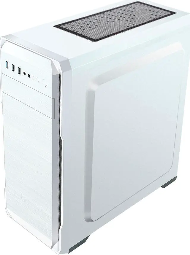 Alt view image 4 of 14 - DIYPC DIY-A1-W White Tempered Glass USB 3.0 ATX Mid Tower Computer Case with 1 x 120mm White Fan x Rear Pre-installed