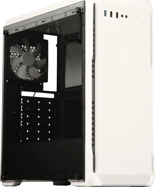 Alt view image 6 of 14 - DIYPC DIY-A1-W White Tempered Glass USB 3.0 ATX Mid Tower Computer Case with 1 x 120mm White Fan x Rear Pre-installed