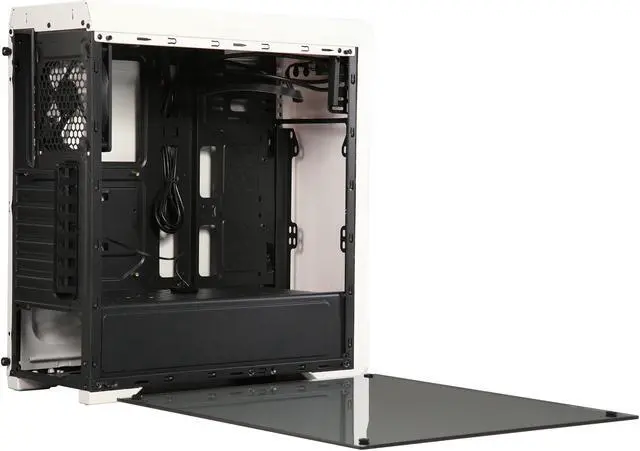 Alt view image 12 of 14 - DIYPC DIY-A1-W White Tempered Glass USB 3.0 ATX Mid Tower Computer Case with 1 x 120mm White Fan x Rear Pre-installed