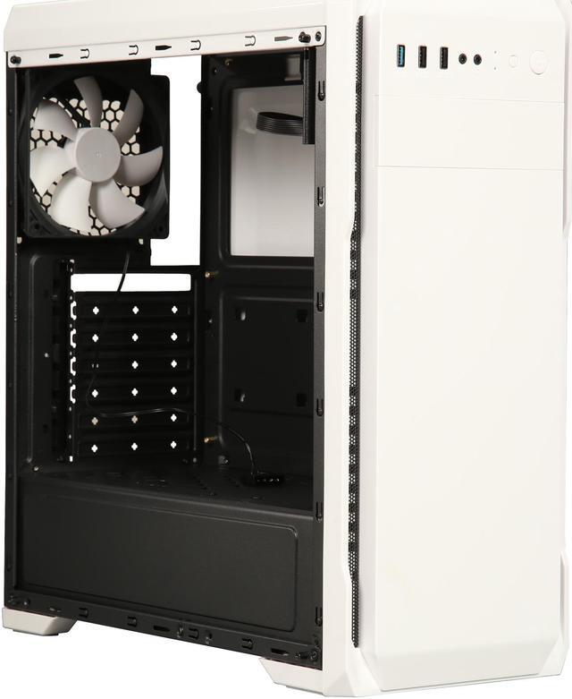 Alt view image 14 of 14 - DIYPC DIY-A1-W White Tempered Glass USB 3.0 ATX Mid Tower Computer Case with 1 x 120mm White Fan x Rear Pre-installed