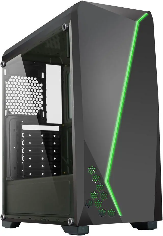 Alt view image 4 of 17 - DIYPC S2-BK-RGB Black USB3.0 Steel/ Tempered Glass ATX Mid Tower Gaming Computer Case w/Tempered Glass Panel and Addressable RGB LED Strip