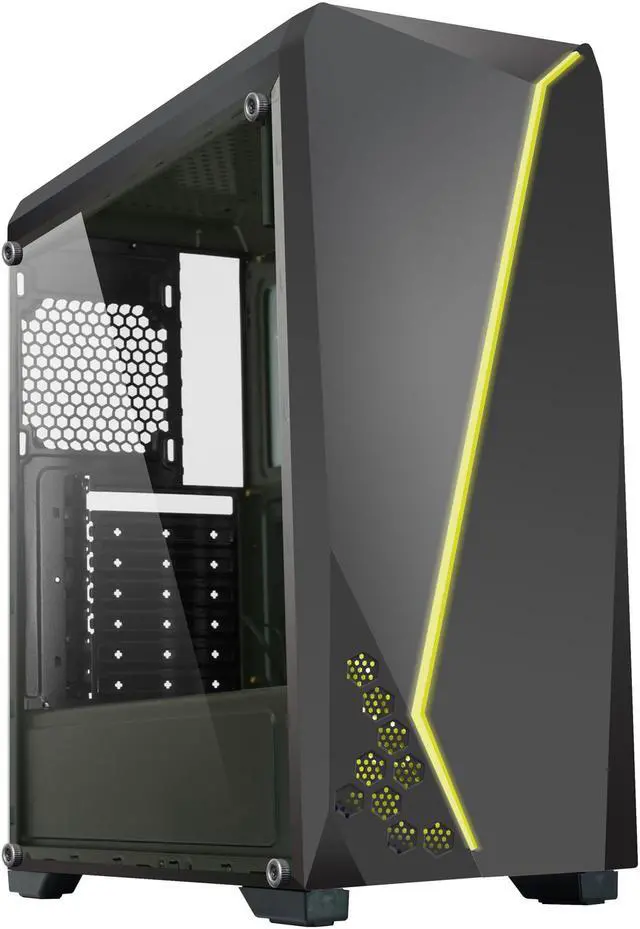 Alt view image 5 of 17 - DIYPC S2-BK-RGB Black USB3.0 Steel/ Tempered Glass ATX Mid Tower Gaming Computer Case w/Tempered Glass Panel and Addressable RGB LED Strip