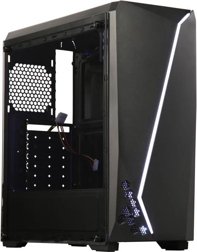 Alt view image 9 of 17 - DIYPC S2-BK-RGB Black USB3.0 Steel/ Tempered Glass ATX Mid Tower Gaming Computer Case w/Tempered Glass Panel and Addressable RGB LED Strip