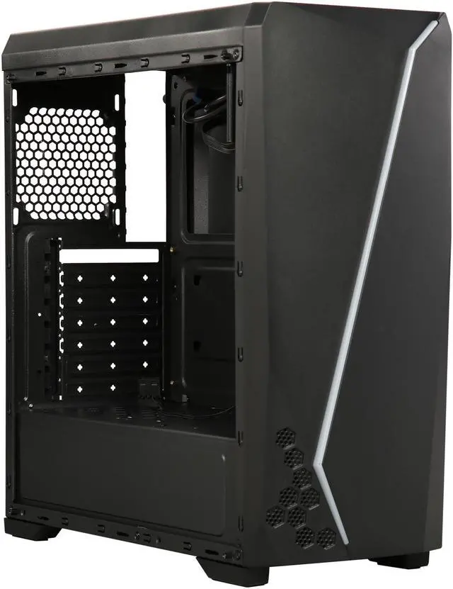Alt view image 14 of 17 - DIYPC S2-BK-RGB Black USB3.0 Steel/ Tempered Glass ATX Mid Tower Gaming Computer Case w/Tempered Glass Panel and Addressable RGB LED Strip