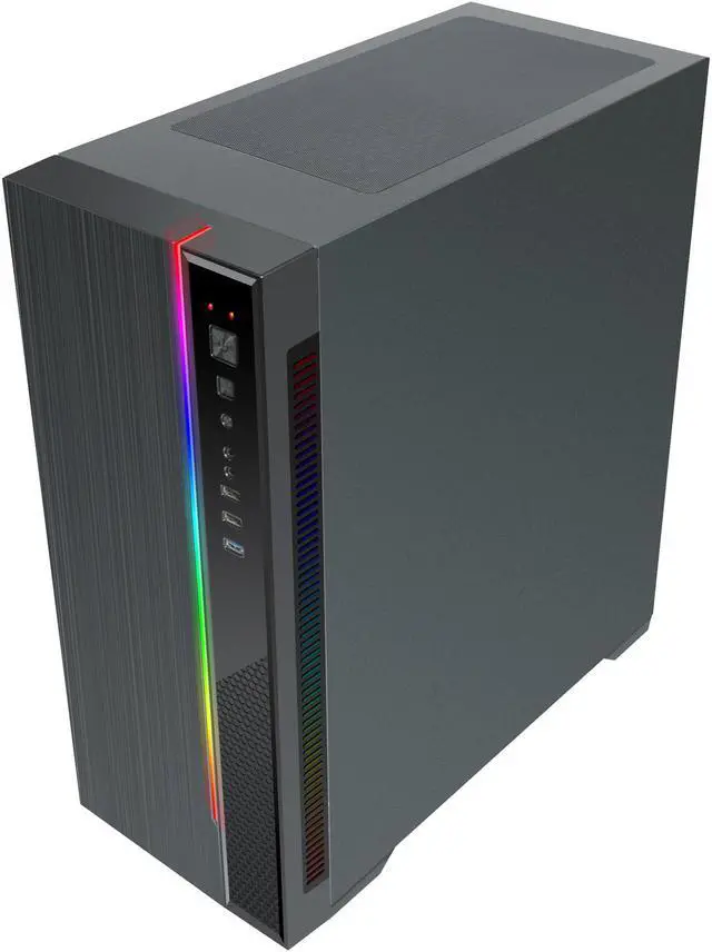 Alt view image 7 of 16 - DIYPC DIY-D3-RGB Black USB3.0 Steel/ Tempered Glass ATX Mid Tower Gaming Computer Case w/Tempered Glass Panel and Addressable RGB LED Strip