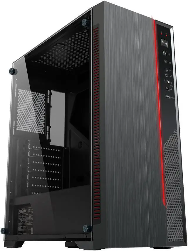 Alt view image 2 of 16 - DIYPC DIY-D3-RGB Black USB3.0 Steel/ Tempered Glass ATX Mid Tower Gaming Computer Case w/Tempered Glass Panel and Addressable RGB LED Strip