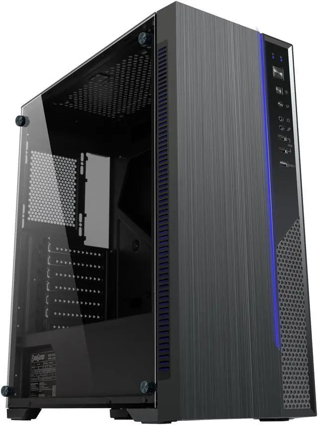Alt view image 3 of 16 - DIYPC DIY-D3-RGB Black USB3.0 Steel/ Tempered Glass ATX Mid Tower Gaming Computer Case w/Tempered Glass Panel and Addressable RGB LED Strip