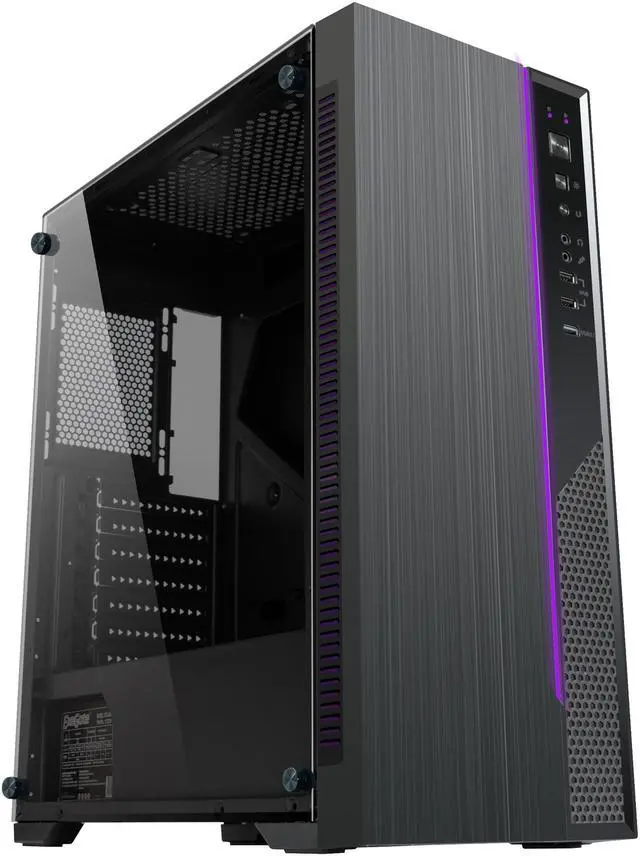 Alt view image 6 of 16 - DIYPC DIY-D3-RGB Black USB3.0 Steel/ Tempered Glass ATX Mid Tower Gaming Computer Case w/Tempered Glass Panel and Addressable RGB LED Strip
