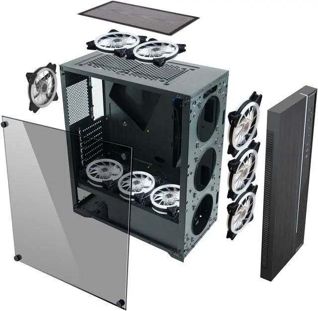 Alt view image 8 of 16 - DIYPC DIY-D3-RGB Black USB3.0 Steel/ Tempered Glass ATX Mid Tower Gaming Computer Case w/Tempered Glass Panel and Addressable RGB LED Strip