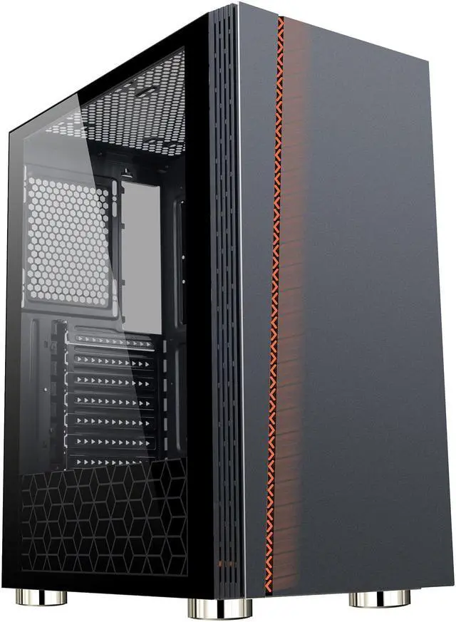 Alt view image 7 of 18 - DIYPC DIY-D2-RGB Black USB3.0 Steel/ Tempered Glass ATX Mid Tower Gaming Computer Case with Tempered Glass Panel and Addressable RGB LED Strip