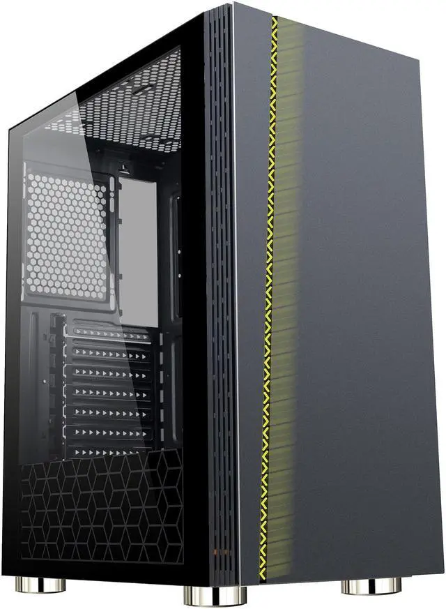 Alt view image 3 of 18 - DIYPC DIY-D2-RGB Black USB3.0 Steel/ Tempered Glass ATX Mid Tower Gaming Computer Case with Tempered Glass Panel and Addressable RGB LED Strip