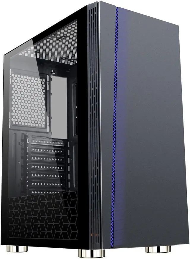 Alt view image 4 of 18 - DIYPC DIY-D2-RGB Black USB3.0 Steel/ Tempered Glass ATX Mid Tower Gaming Computer Case with Tempered Glass Panel and Addressable RGB LED Strip