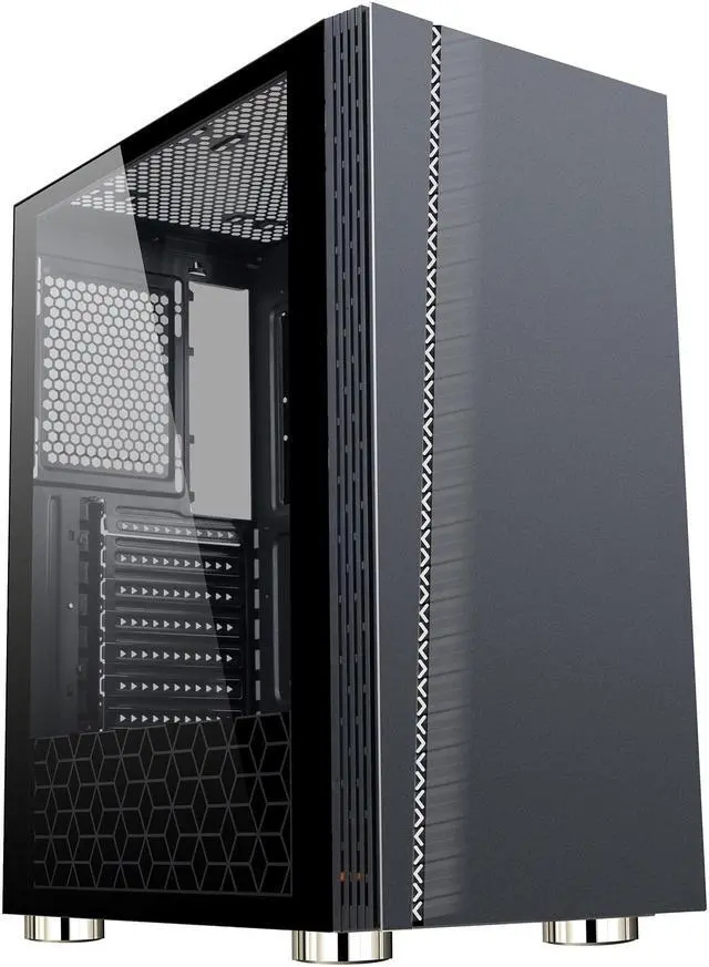 Alt view image 5 of 18 - DIYPC DIY-D2-RGB Black USB3.0 Steel/ Tempered Glass ATX Mid Tower Gaming Computer Case with Tempered Glass Panel and Addressable RGB LED Strip