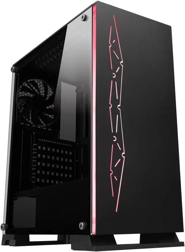 Alt view image 2 of 20 - DIYPC Rainbow-Flash-G3 Black USB3.0 Steel/ Tempered Glass ATX Mid Tower Gaming Computer Case with Tempered Glass Panel and Addressable ARGB LED Strip