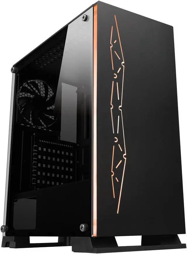 Alt view image 4 of 20 - DIYPC Rainbow-Flash-G3 Black USB3.0 Steel/ Tempered Glass ATX Mid Tower Gaming Computer Case with Tempered Glass Panel and Addressable ARGB LED Strip