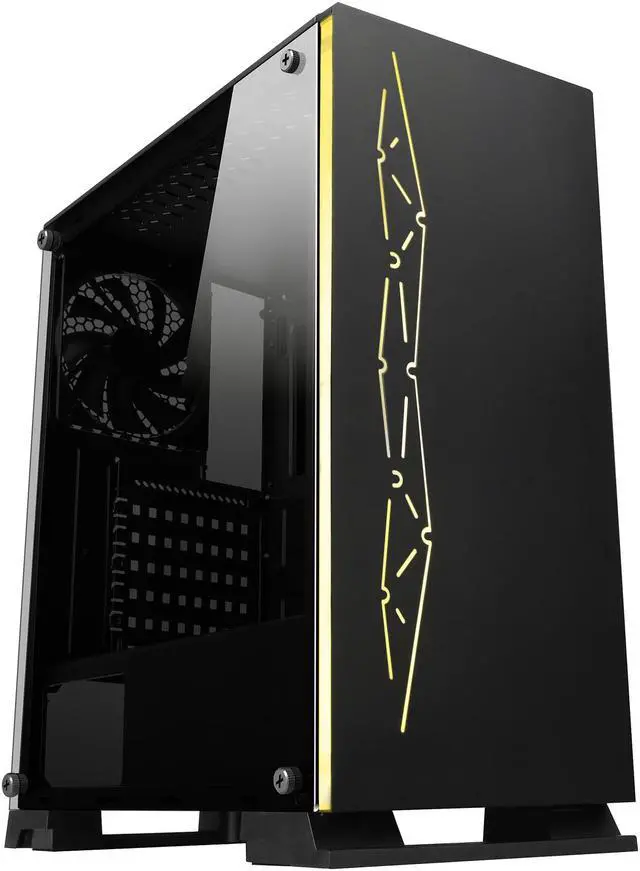 Alt view image 5 of 20 - DIYPC Rainbow-Flash-G3 Black USB3.0 Steel/ Tempered Glass ATX Mid Tower Gaming Computer Case with Tempered Glass Panel and Addressable ARGB LED Strip
