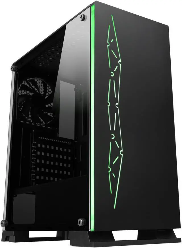 Alt view image 6 of 20 - DIYPC Rainbow-Flash-G3 Black USB3.0 Steel/ Tempered Glass ATX Mid Tower Gaming Computer Case with Tempered Glass Panel and Addressable ARGB LED Strip