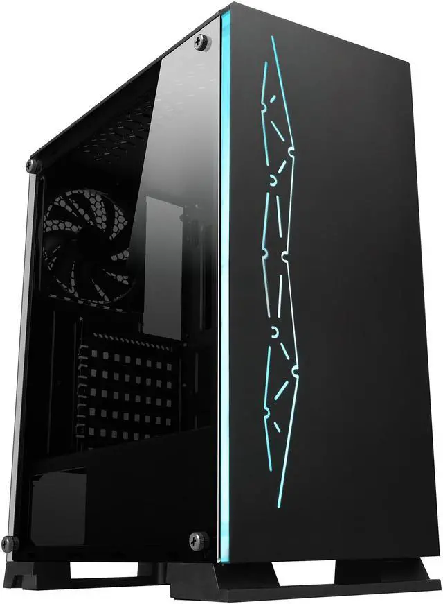 Alt view image 7 of 20 - DIYPC Rainbow-Flash-G3 Black USB3.0 Steel/ Tempered Glass ATX Mid Tower Gaming Computer Case with Tempered Glass Panel and Addressable ARGB LED Strip