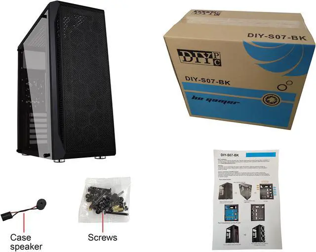 Alt view image 13 of 13 - DIYPC DIY-S07-BK Black USB 3.0 ATX Mid Tower Computer Case with 1 x 80mm Rear Fan Pre-installed