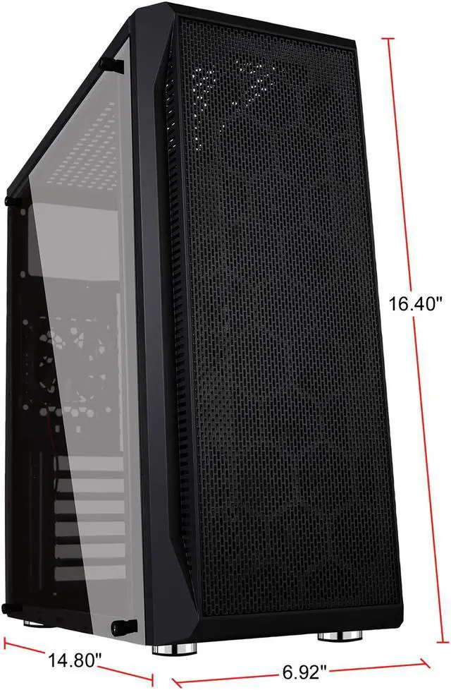 Alt view image 2 of 13 - DIYPC DIY-S07-BK Black USB 3.0 ATX Mid Tower Computer Case with 1 x 80mm Rear Fan Pre-installed