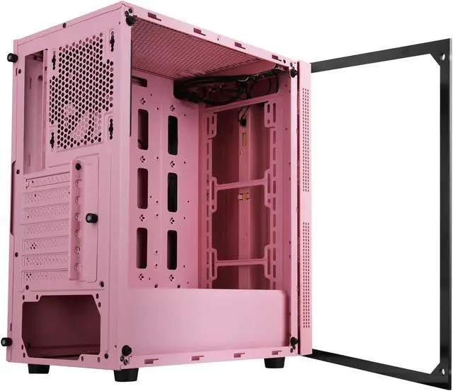 Alt view image 18 of 20 - DIYPC Rainbow-Flash-S1-P Pink Steel / Tempered Glass ATX Mid Tower Computer Case with 1 x 120mm Fan Pre-Installed