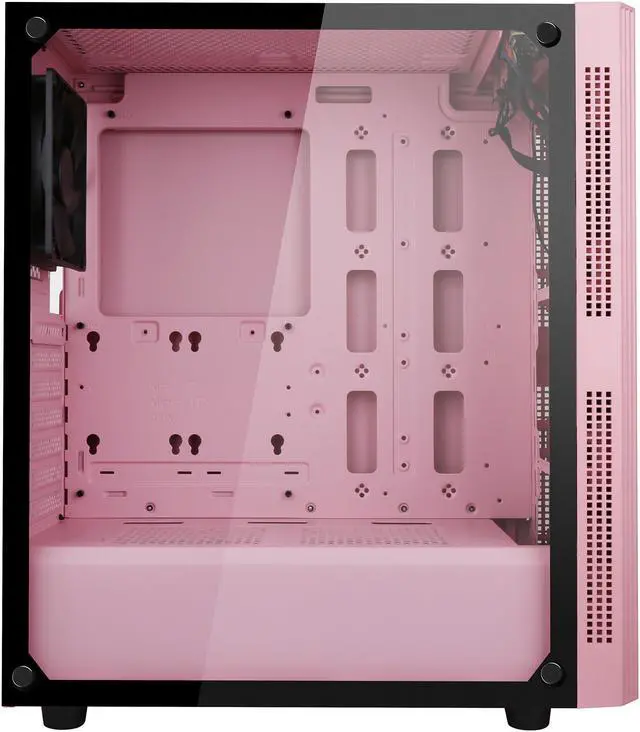 Alt view image 15 of 20 - DIYPC Rainbow-Flash-S1-P Pink Steel / Tempered Glass ATX Mid Tower Computer Case with 1 x 120mm Fan Pre-Installed