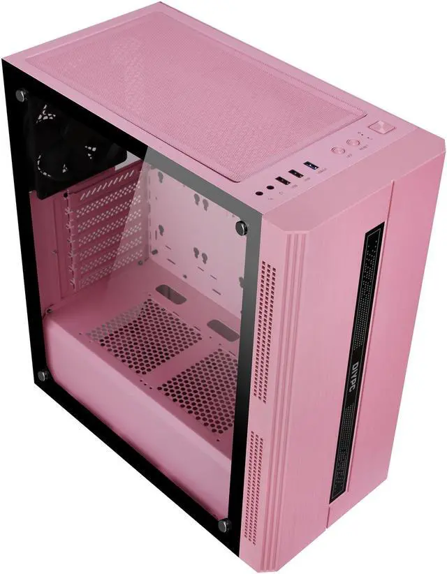 Alt view image 14 of 20 - DIYPC Rainbow-Flash-S1-P Pink Steel / Tempered Glass ATX Mid Tower Computer Case with 1 x 120mm Fan Pre-Installed