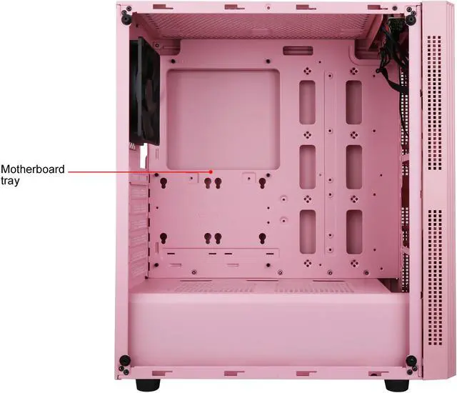 Alt view image 16 of 20 - DIYPC Rainbow-Flash-S1-P Pink Steel / Tempered Glass ATX Mid Tower Computer Case with 1 x 120mm Fan Pre-Installed