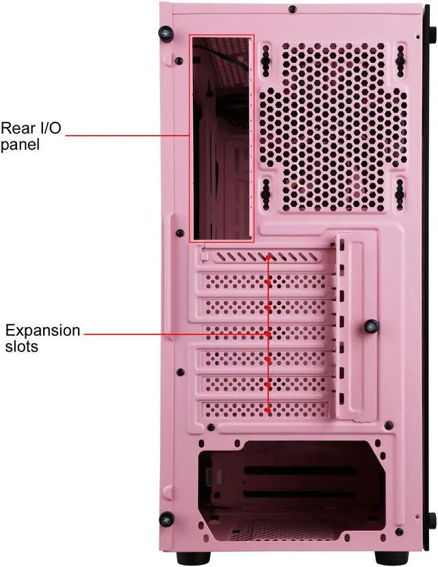 Alt view image 19 of 20 - DIYPC Rainbow-Flash-S1-P Pink Steel / Tempered Glass ATX Mid Tower Computer Case with 1 x 120mm Fan Pre-Installed