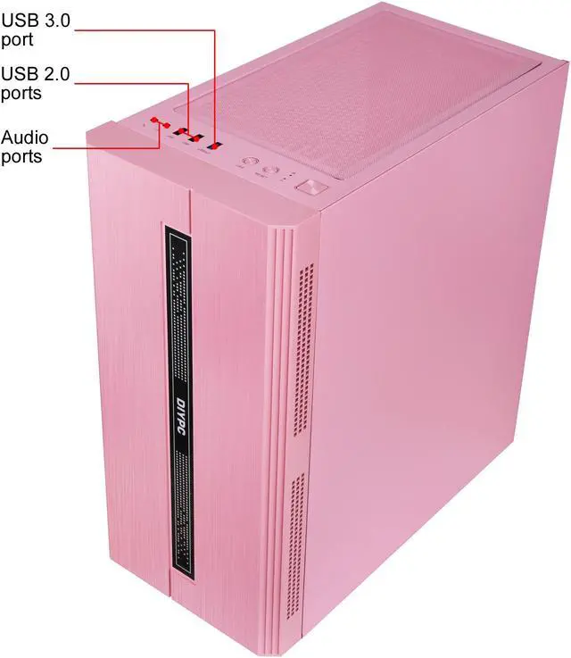 Alt view image 12 of 20 - DIYPC Rainbow-Flash-S1-P Pink Steel / Tempered Glass ATX Mid Tower Computer Case with 1 x 120mm Fan Pre-Installed