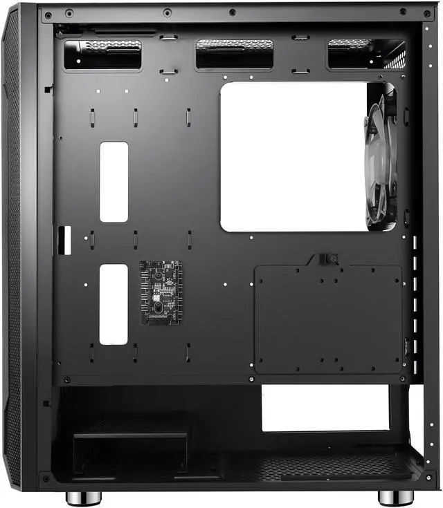 Alt view image 13 of 16 - DIYPC Spyker-BK-ARGB Black Steel / Tempered Glass ATX Mid Tower Computer Case with 1 x 120mm Halo ARGB LED Fan Pre-Installed