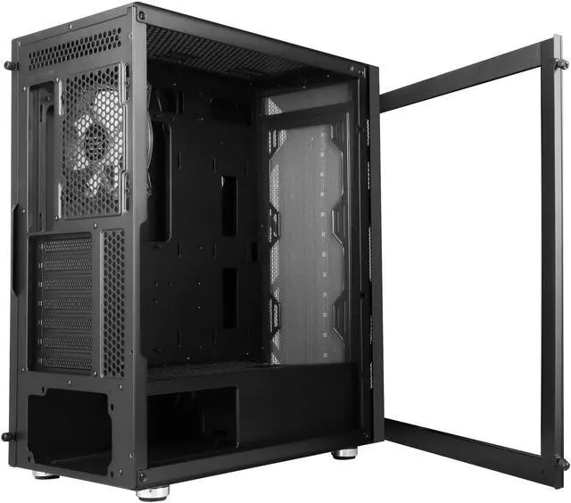 Alt view image 14 of 16 - DIYPC Spyker-BK-ARGB Black Steel / Tempered Glass ATX Mid Tower Computer Case with 1 x 120mm Halo ARGB LED Fan Pre-Installed