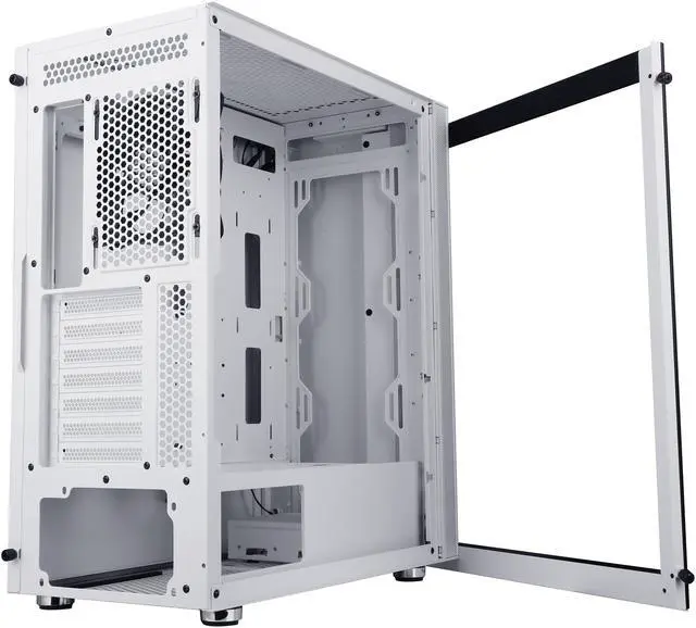 Alt view image 18 of 20 - DIYPC AVVUS-W-ARGB White Steel / Tempered Glass ATX Mid Tower Computer Case with 1 x 120mm Halo ARGB LED Fan Pre-Installed