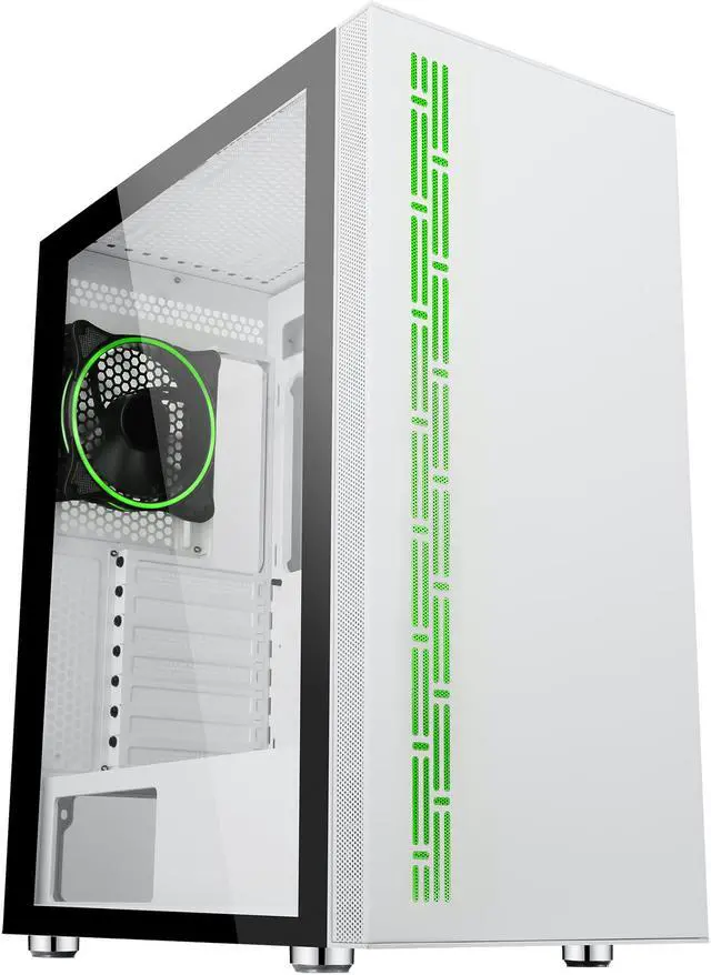 Alt view image 4 of 20 - DIYPC AVVUS-W-ARGB White Steel / Tempered Glass ATX Mid Tower Computer Case with 1 x 120mm Halo ARGB LED Fan Pre-Installed