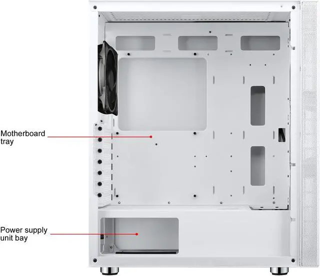 Alt view image 17 of 20 - DIYPC AVVUS-W-ARGB White Steel / Tempered Glass ATX Mid Tower Computer Case with 1 x 120mm Halo ARGB LED Fan Pre-Installed